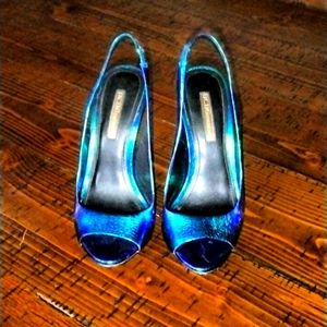 Slingback peep toe heels